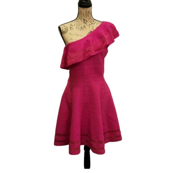 Ted Baker Streena Neon Pink One Shoulder Knit Dress - Picture 10 of 12